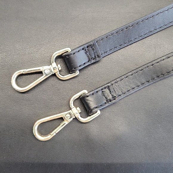 DANIER Black Leather Clutch Handbag Gold Studs - EUC - Picture 7 of 8